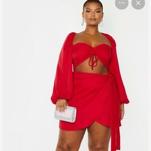 PrettyLittleThing Red Skirt Set